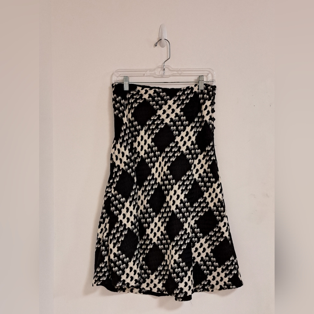 Express Vintage Lambs Wool Black, Grey And White Lined A-Line Skirt Misses 7/8
